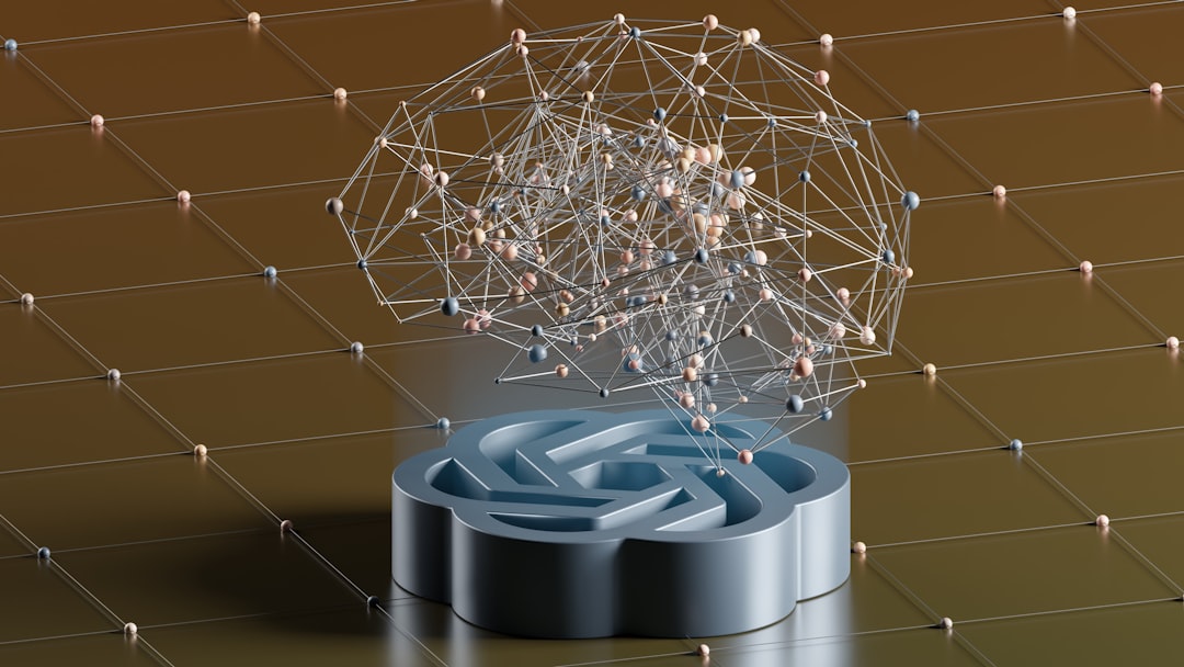 Photo by Growtika a computer generated image of a network and a laptop